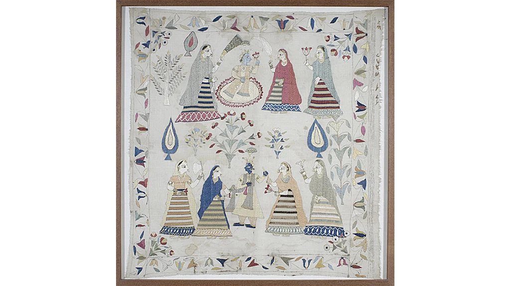 <i>Raslila </i>embroidered on <i>Chamba Rumal</i>