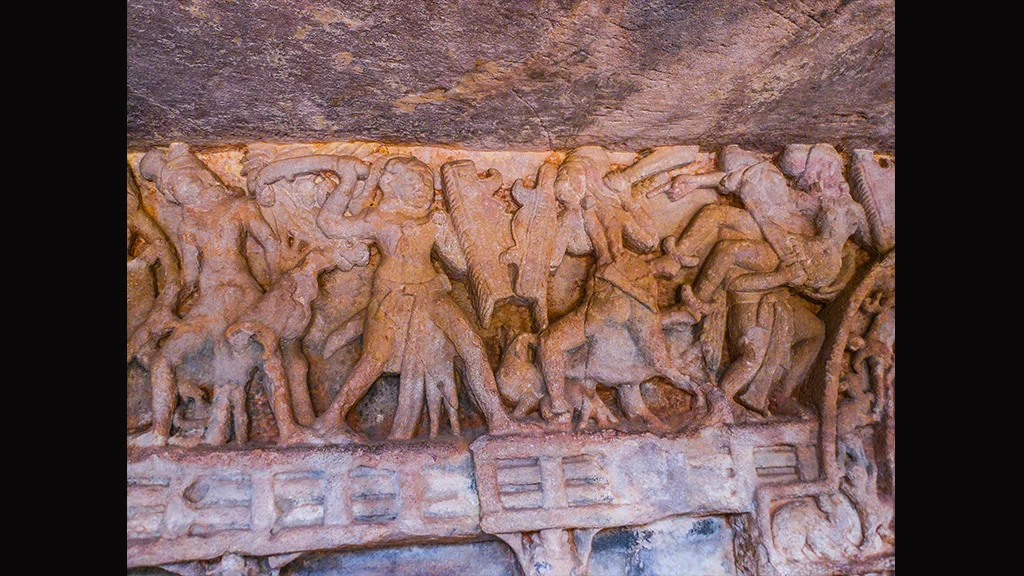 Panel in Rani Gumpha depicting Kharavela’s march