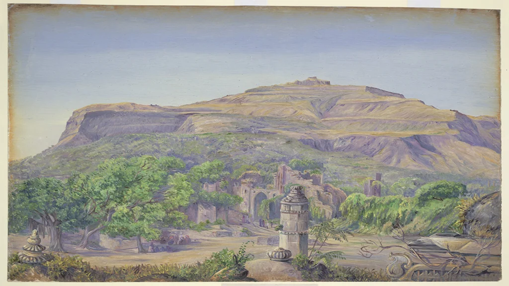 Painting of the ruins at Champaner - 1879