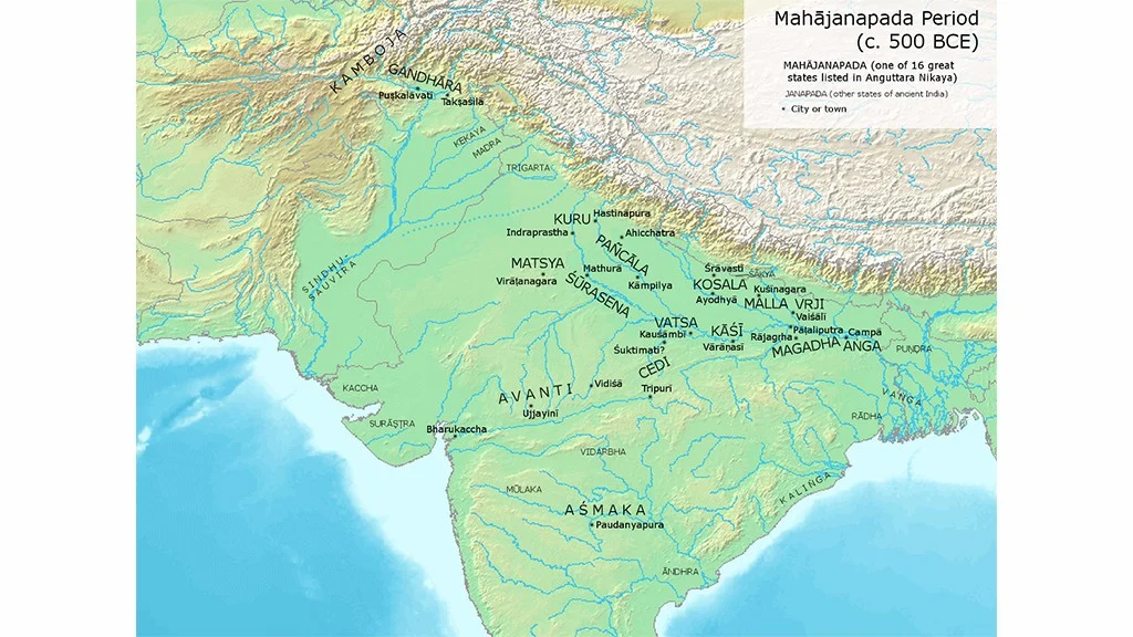 Map of the <i>Mahajanapadas </i>circa 500 BCE