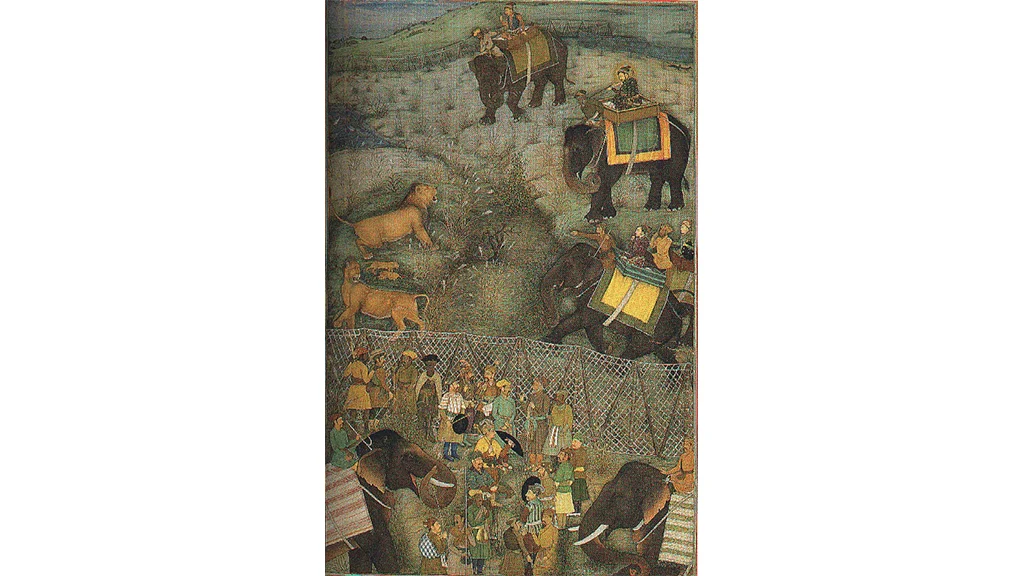 Shah Jahan hunting lions at Burhanpur (July 1630)