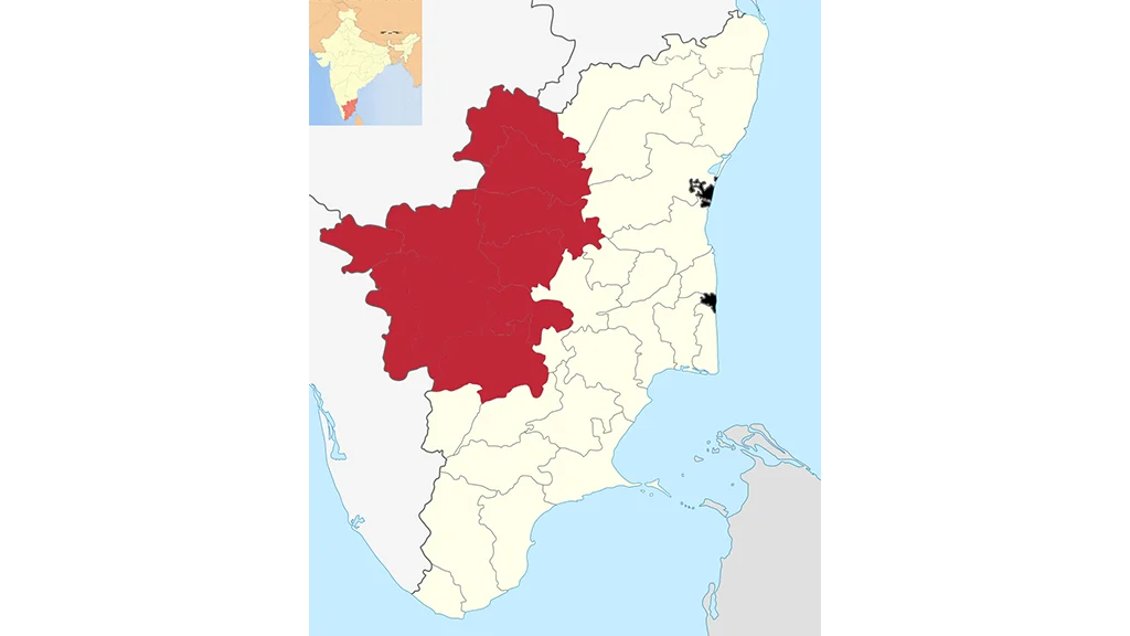 Map representing Kongunaadu