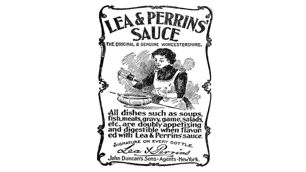Old advertisement for Lea and Perrins Worcestershire Sauce