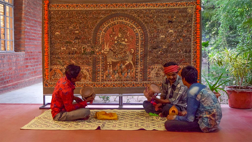 These painted sheets of cloth serve as shrines for community worship even today