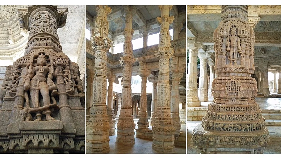Ornate pillars at Ranakpur temple 