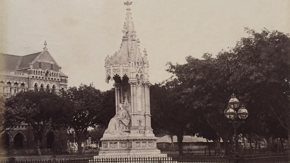 Queen Victoria in a marble canopy 
