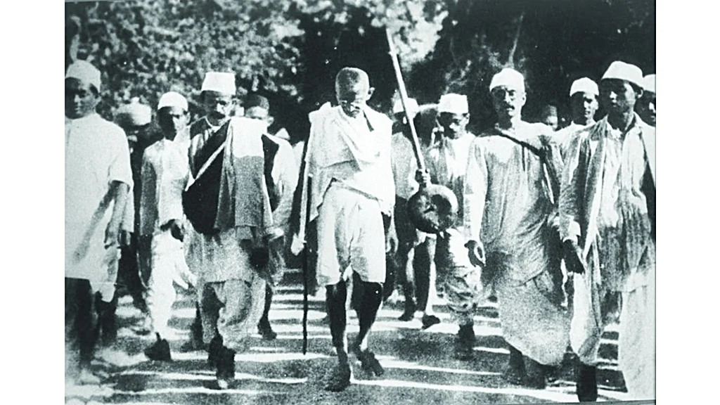 Mahatma Gandhi during Dandi salt march in 1930