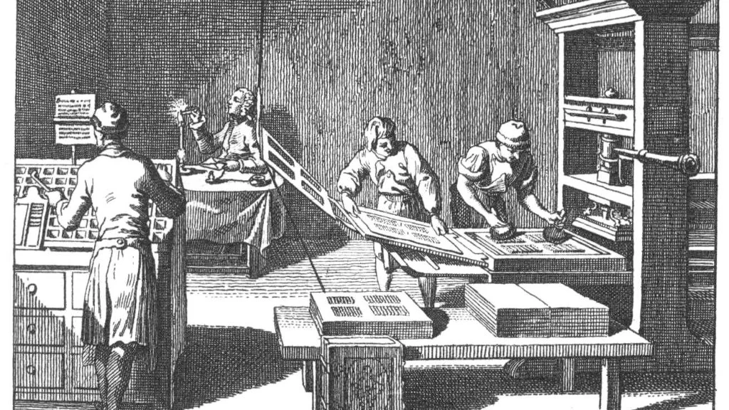 Sketch of a lithographic press 