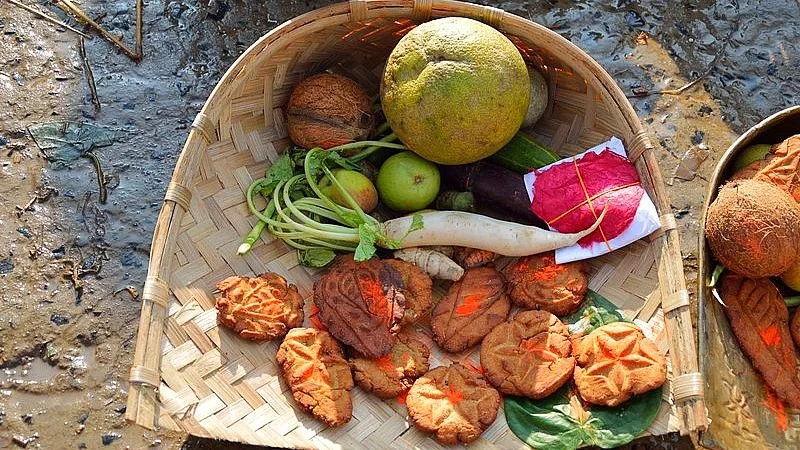 Offerings to the Sun god during Chhath Puja 