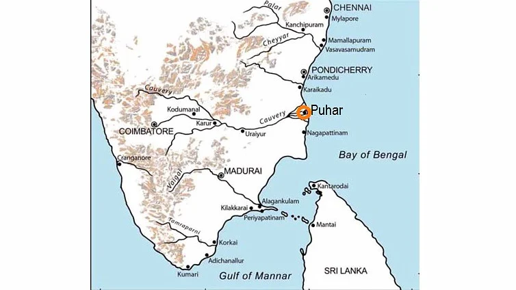 Map showing ancient ports on the eastern coast of India 