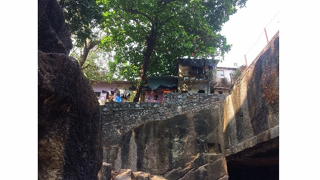 Slums, houses and shops above the cave complex