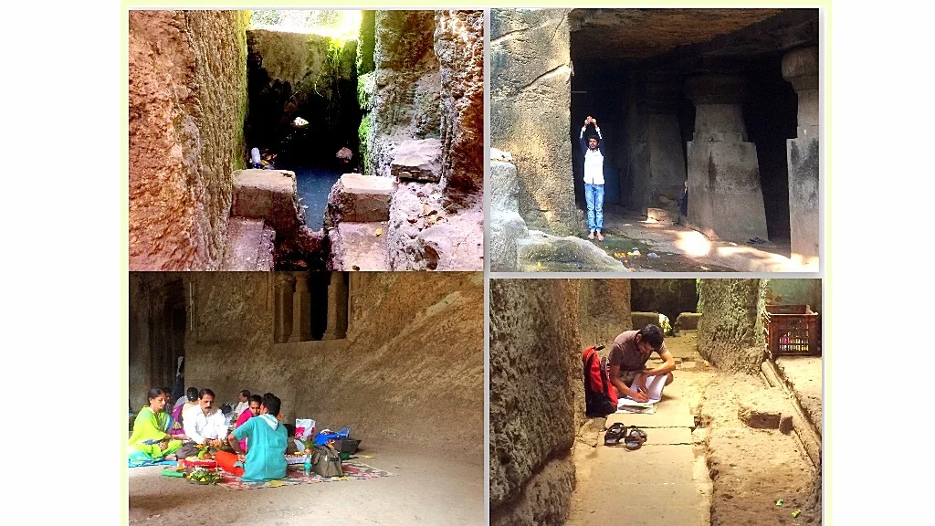 An open drain within the cave complex (top left) and what you can find within