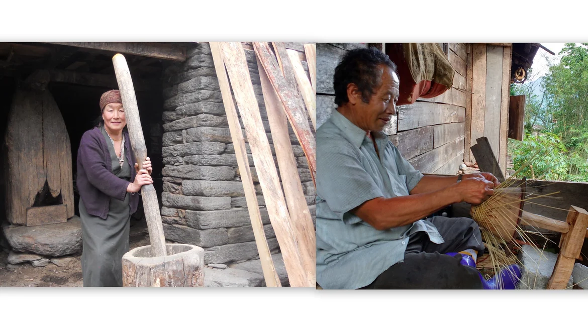 People of Lepcha community amidst their daily chores 