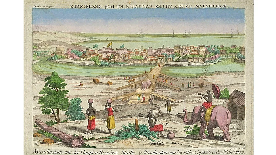 Painting of a view of Masulipatnam in 1676 CE