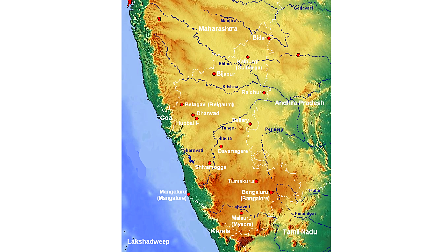 Map showing the rivers of peninsular India