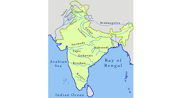 Map showing rivers of India 