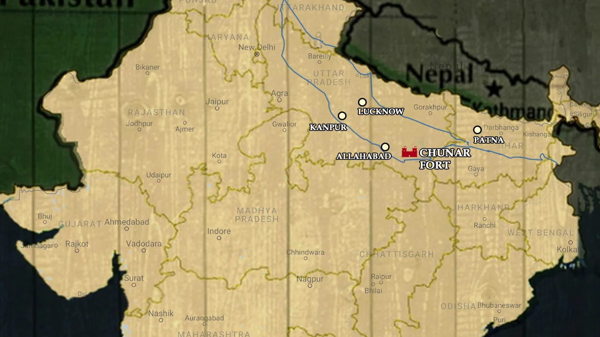 Map showing Chunnar Fort