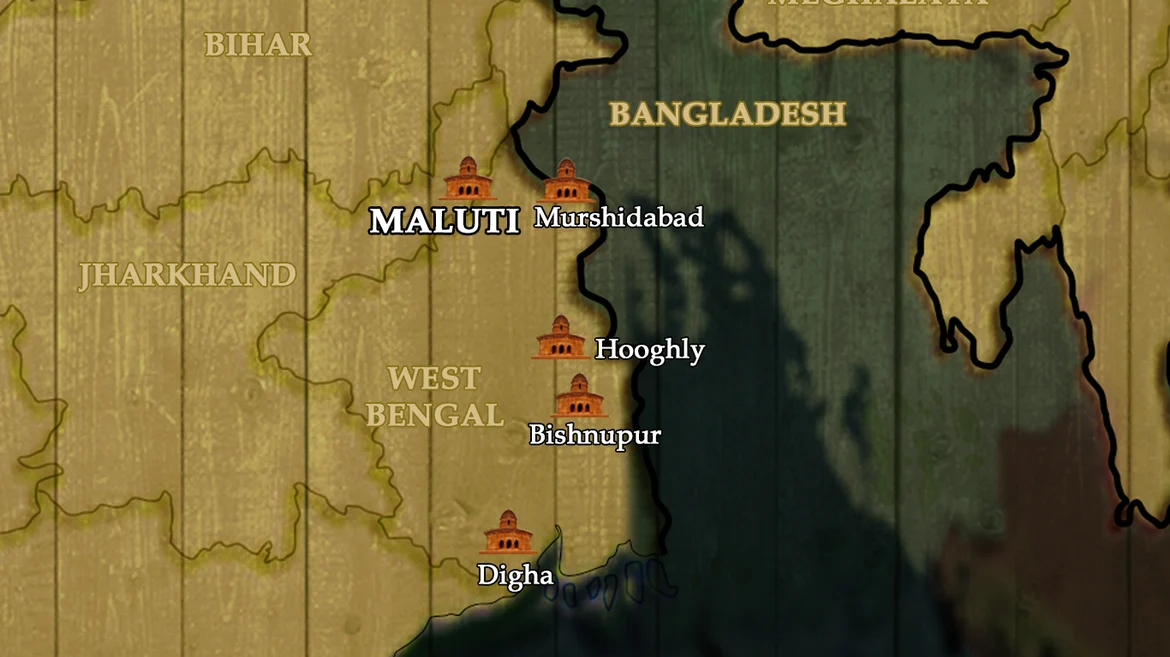 Regions with terracotta temples in Jharkhand and West Bengal