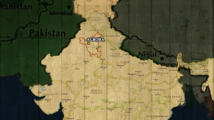 Map showing Agroha