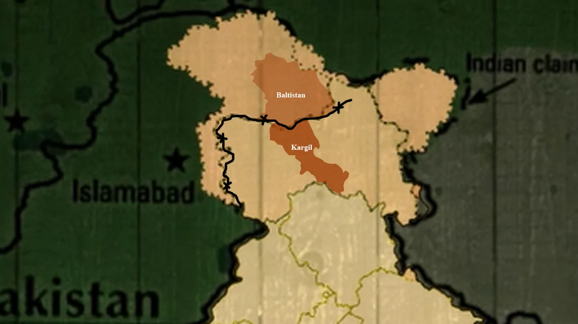 Map showing Kargil and Baltistan