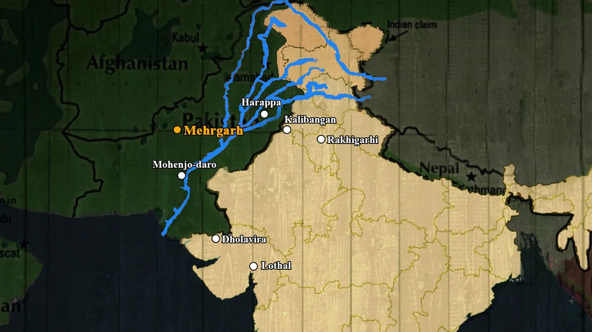 Map of the major settlements of Indus Valley Civilization