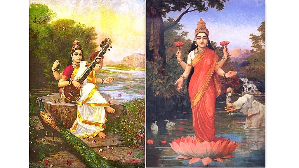 Raja Ravi Varma’s paintings of the Goddess’s Lakshmi and Saraswati