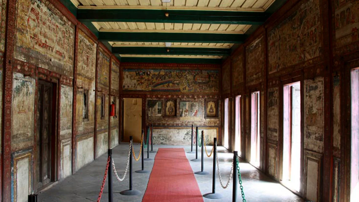 Paintings stretching from floor to ceiling