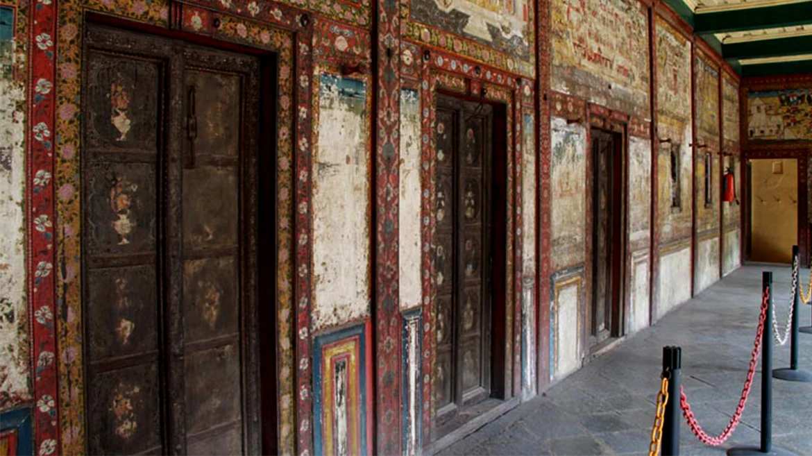 Paintings in the lower portion rubbed off by children