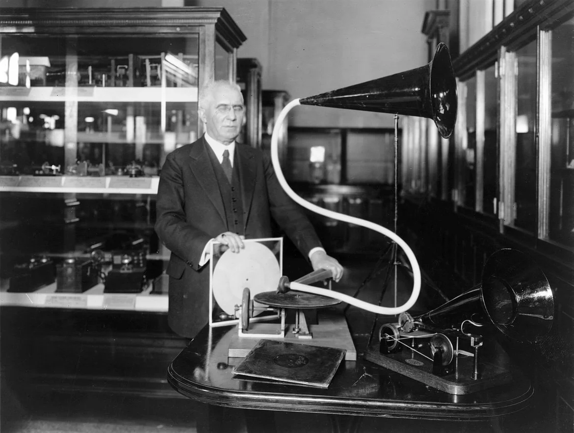 Emile Berliner with Gramophone, 1888