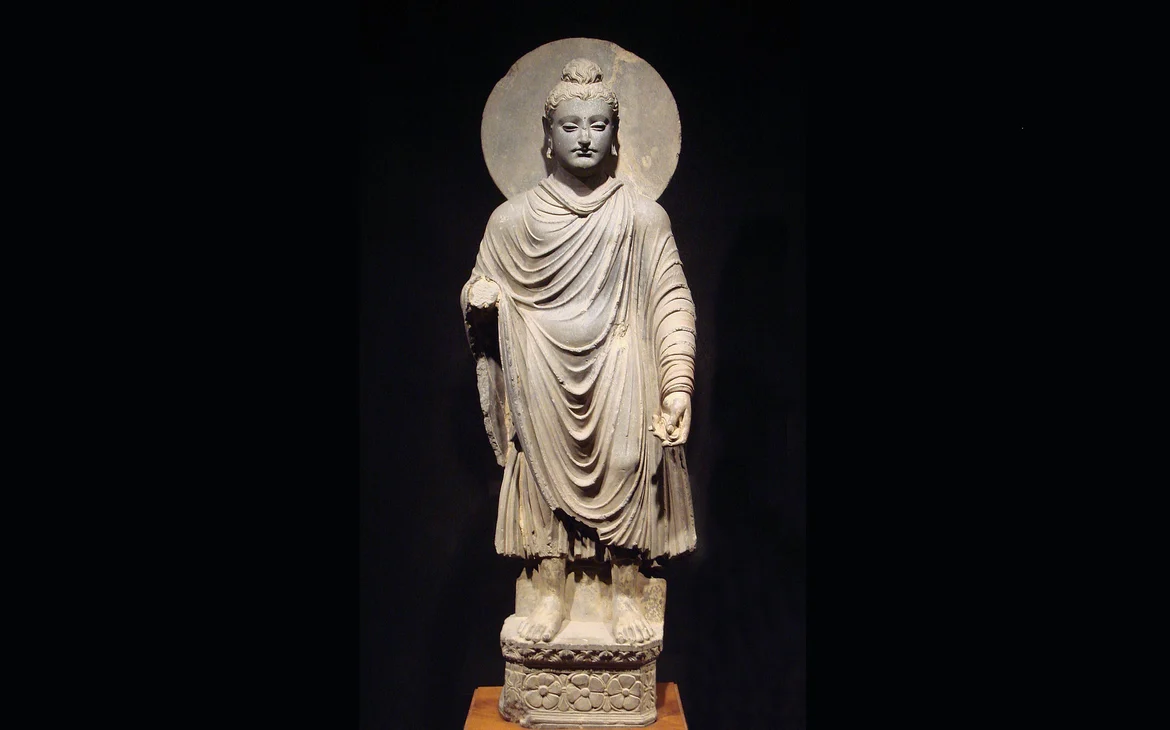 Standing Buddha sculpture of the Gandhara School of Art 