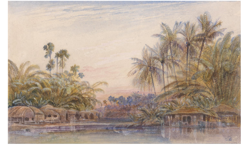 Painting of Tollygunge, Edward Lear, 1880s