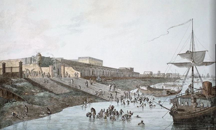 Old Fort Ghat in Calcutta where most of the new Europeans must have landed