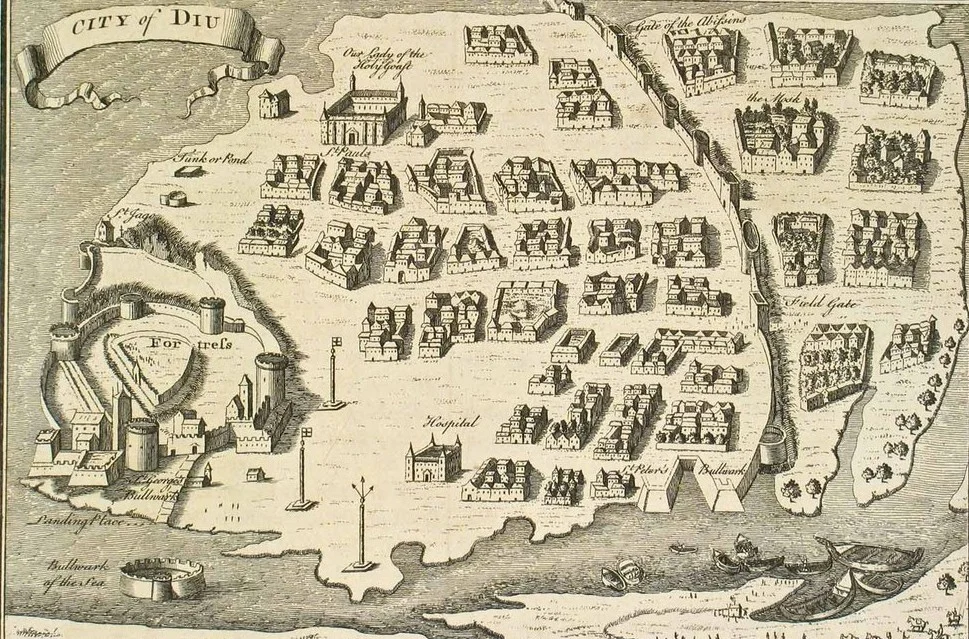 Old European Map of the Diu Island