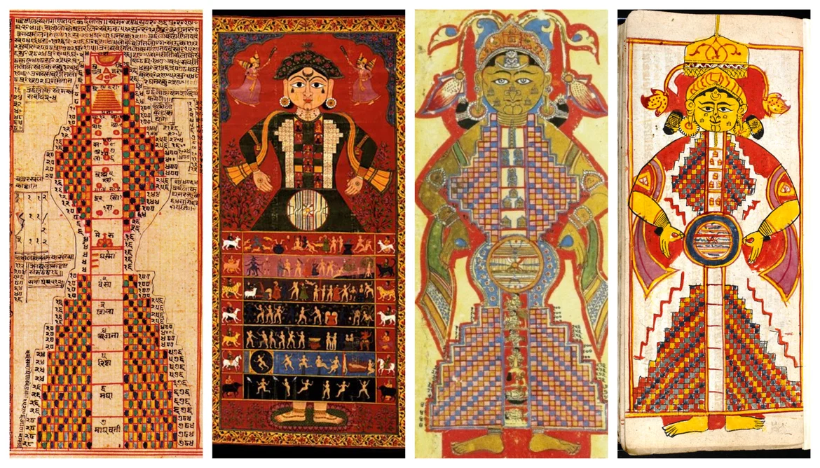 Various illustrations of <i>Lokapurusha </i>or the ‘cosmic man’