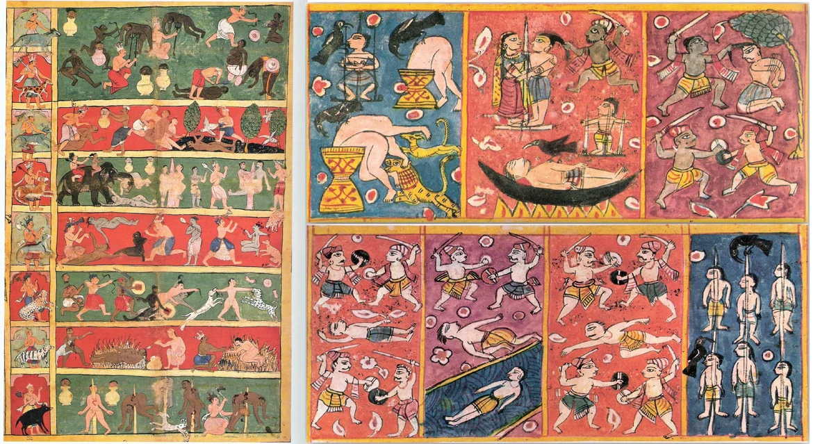 The Jain hells as depicted in two different paintings