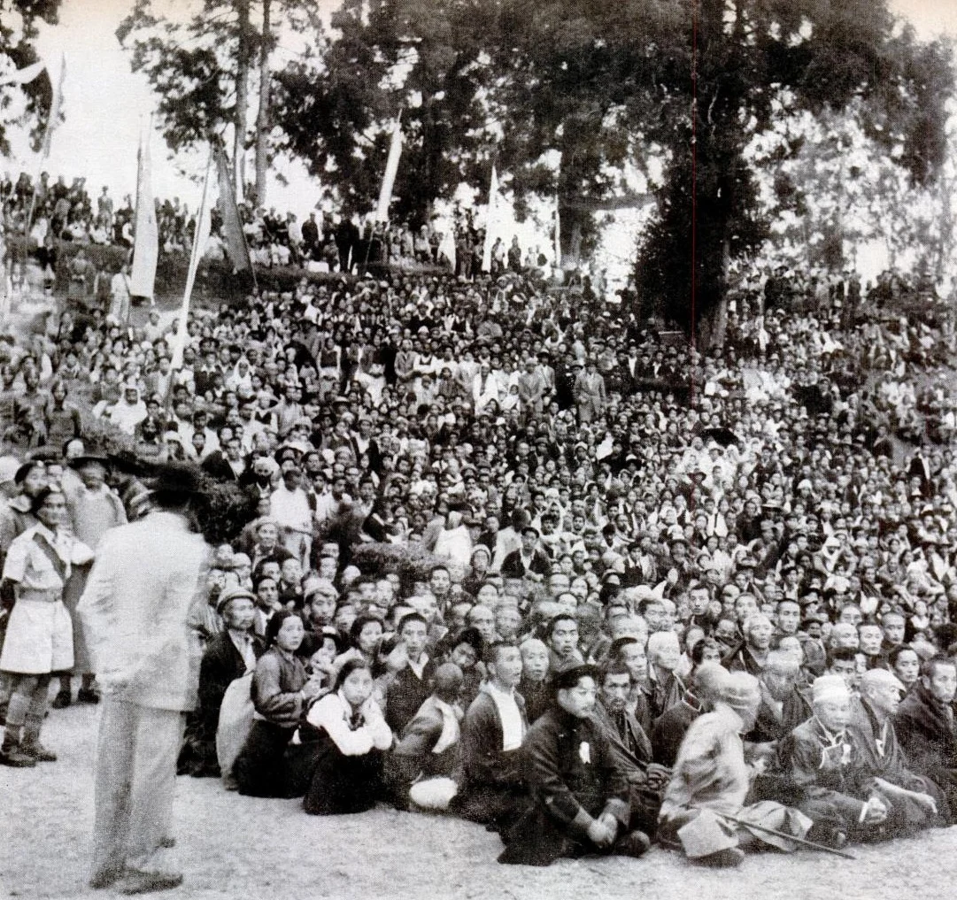 Gathering at a Monastery in Sikkim listening to Dalai Lama