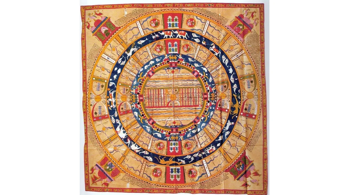 1810 CE cloth painting from Gujarat depicting <i>Adhaidvipa </i>(two and a half continents)