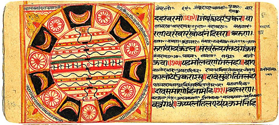 17th century CE manuscript showing a map as per Jain cosmology from text <i>Sankhitta Sangheyan</i>