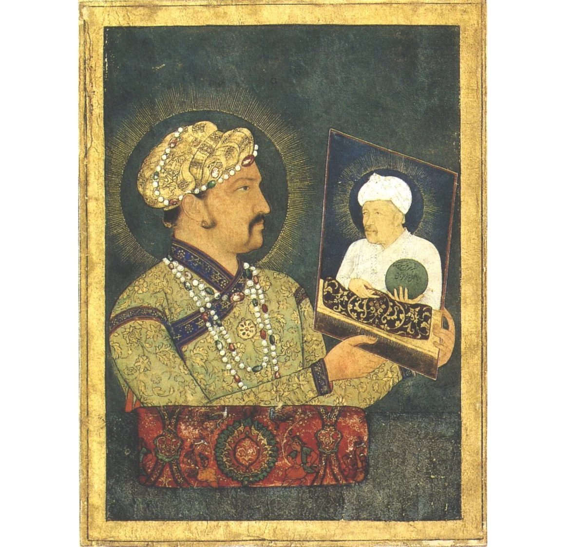 Jahangir with portrait of Akbar