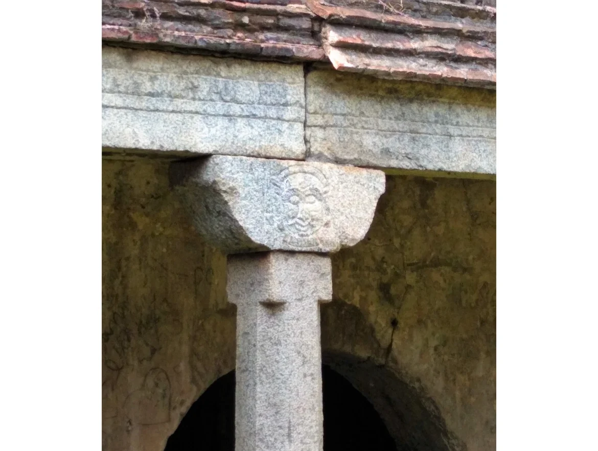 “The pillars are very rude and inelegant, but are covered with figures, in <i>basso relievo, </i>of Hindu deities, of fishes, and of serpents.”