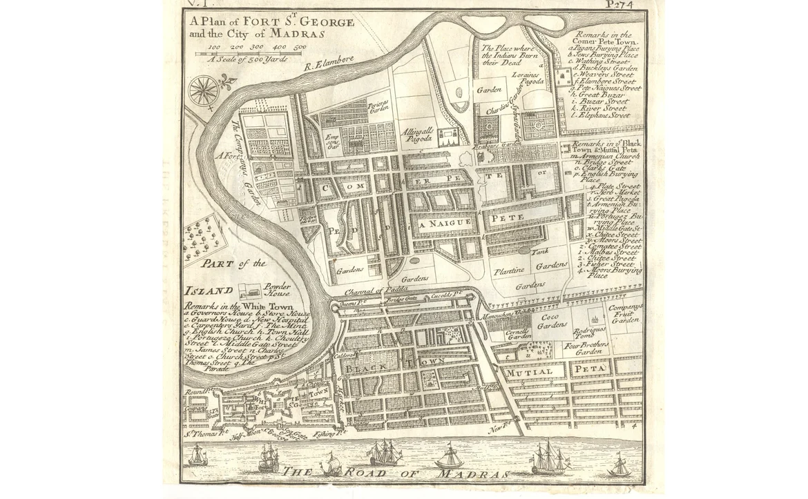 Plan of Fort St George and the city of Madras, 1726