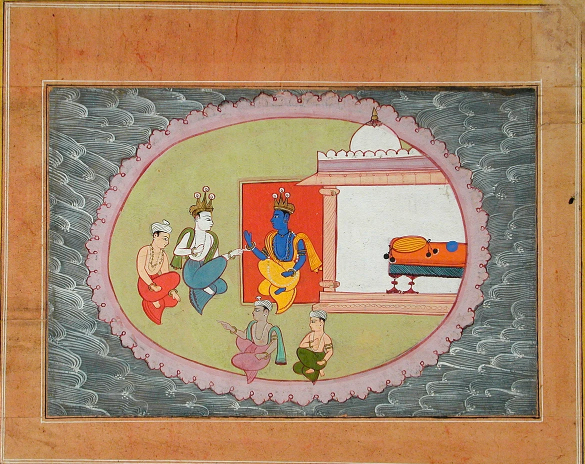 Krishna and Balaram Conversing, Folio from a Bhagavata Purana
