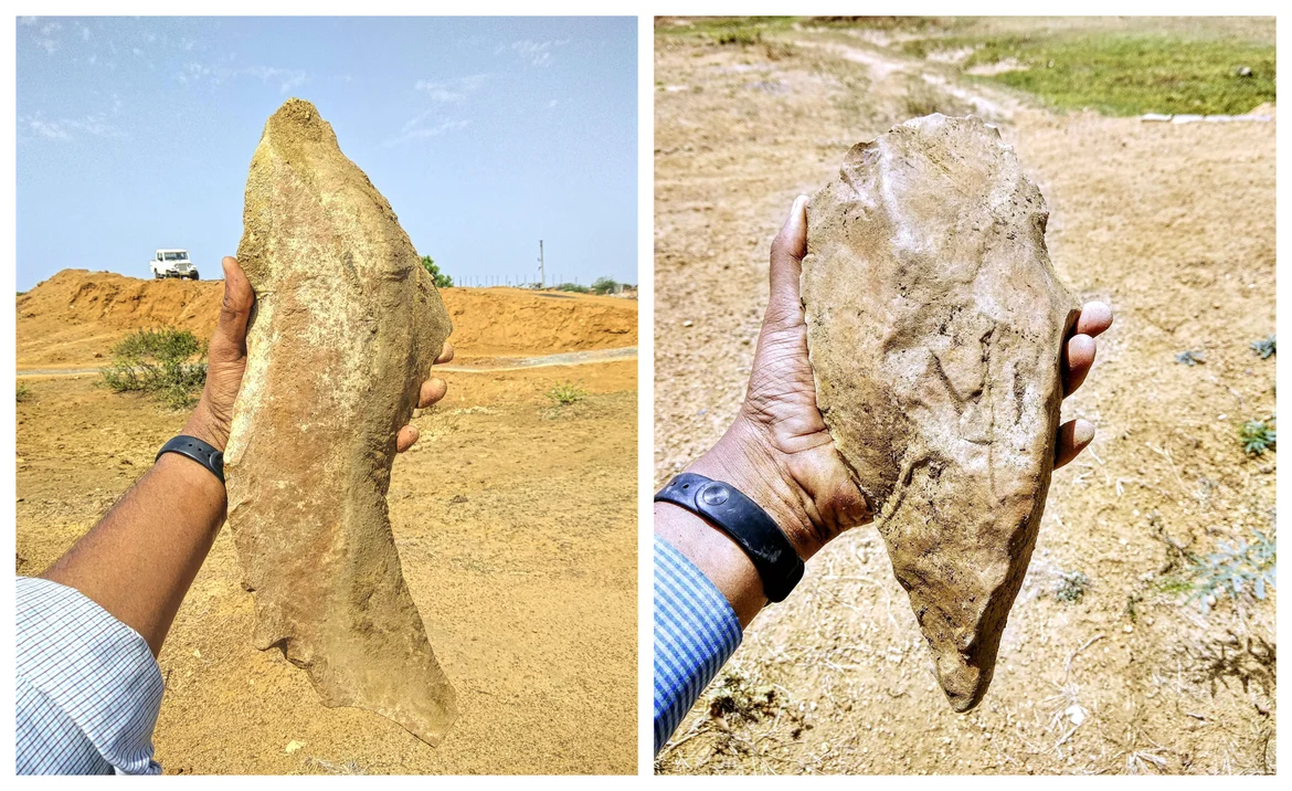 A massive and a large sized artefact found from the site