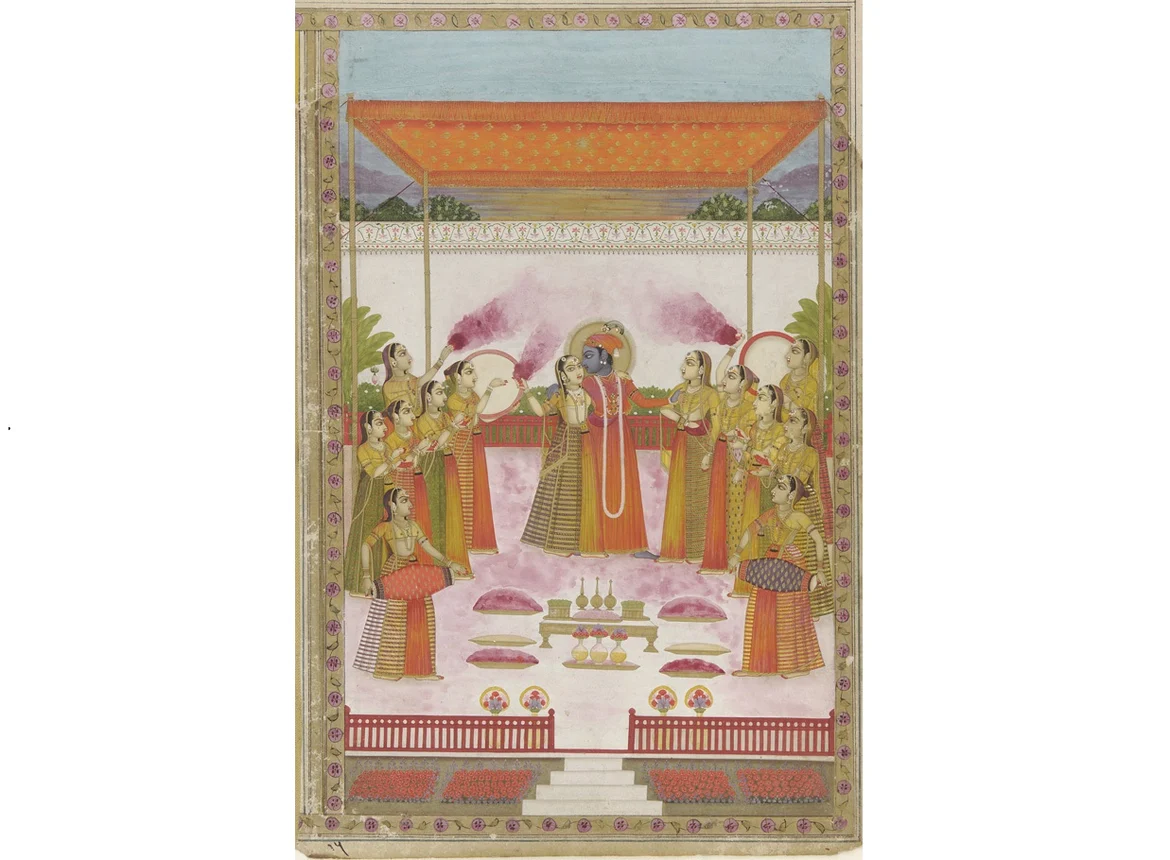Krishna, Radha and Gopis, Lucknow Mughal, 19th century 