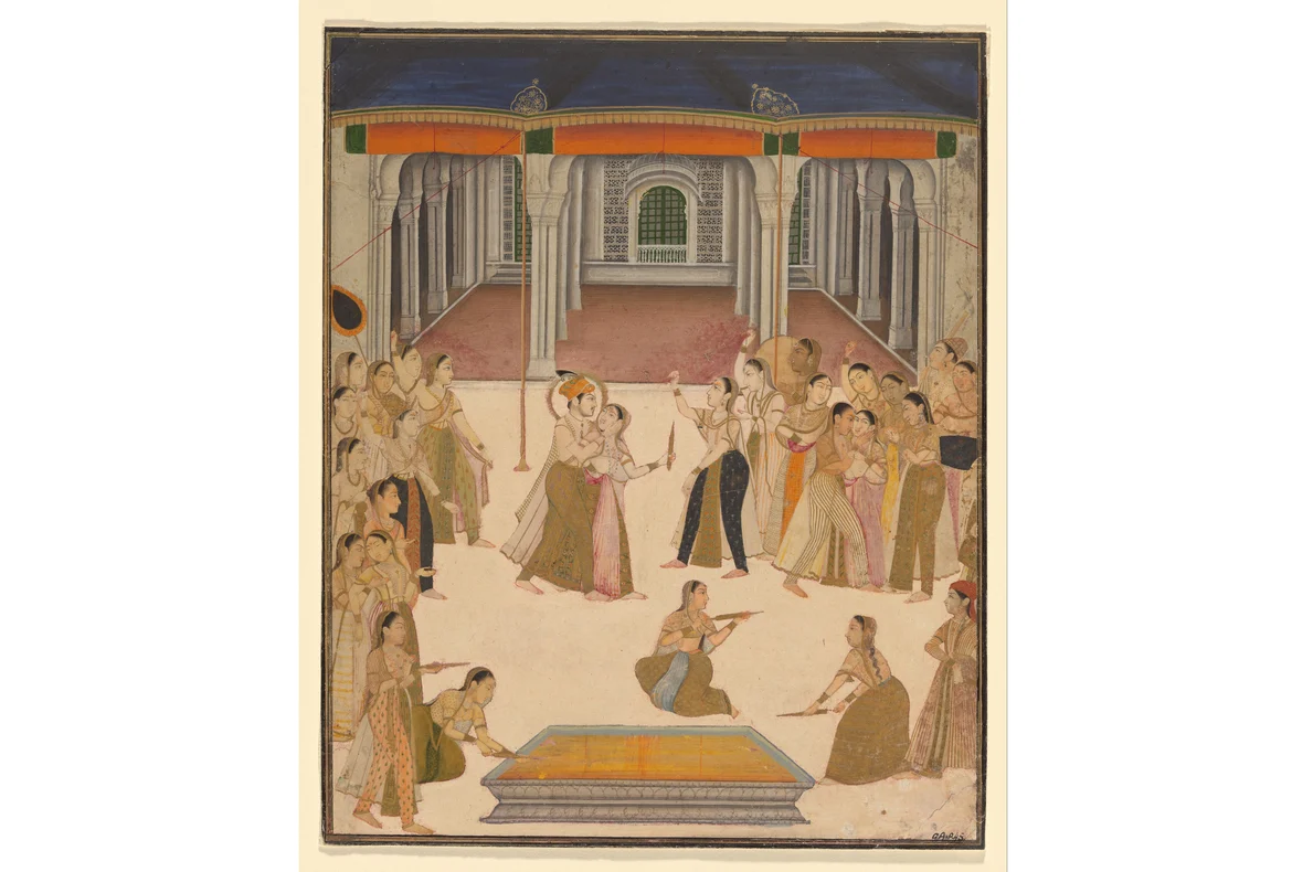 Emperor Jahangir celebrating Holi with the ladies of the Zenana, Lucknow, c. 1800