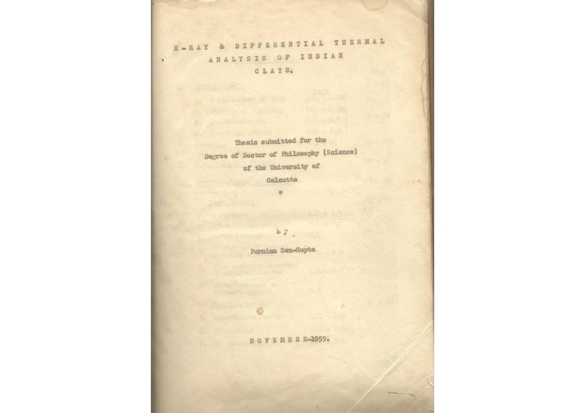Front page of the thesis of Dr. Purnima Sinha
