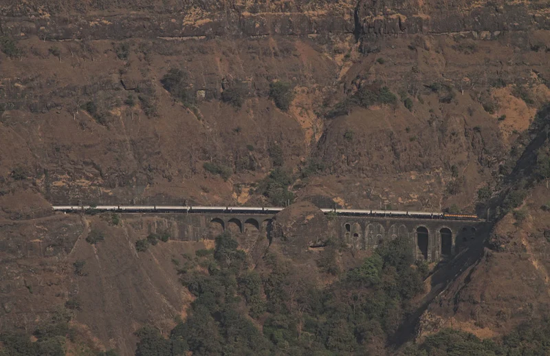Deccan Queen passing through the Bhor Ghat