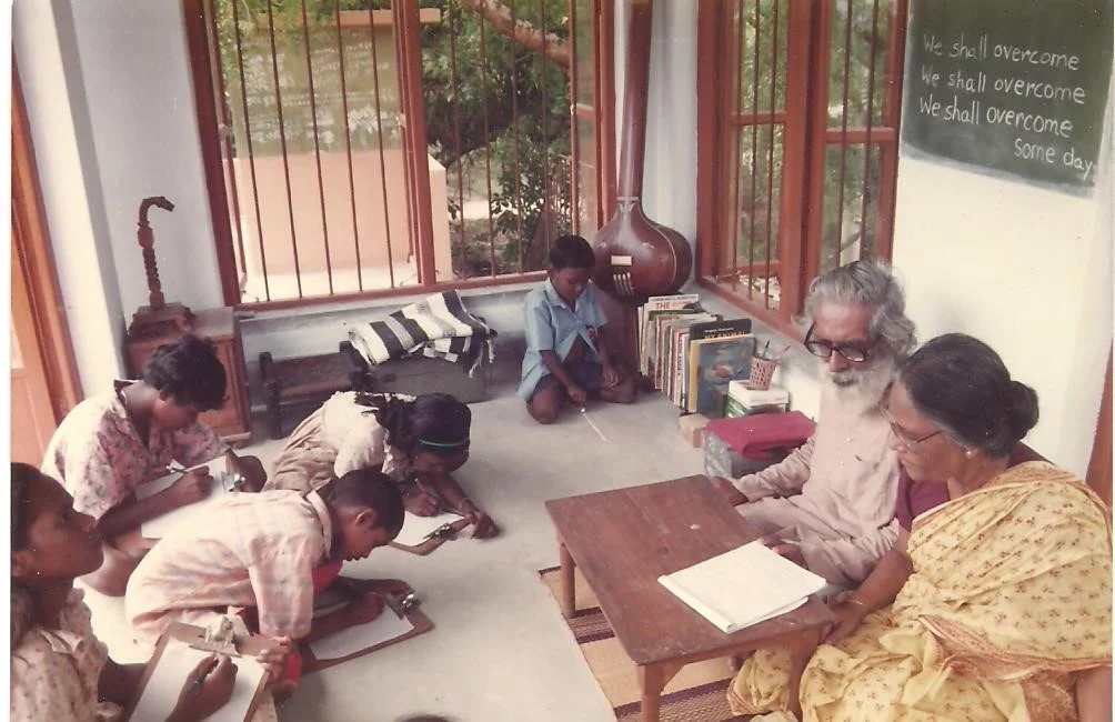 Mela Mesha r Pathashala - inclusive informal school run by Dr Surajit Sinha and Dr Purnima Sinha at their residence in Shantiniketan