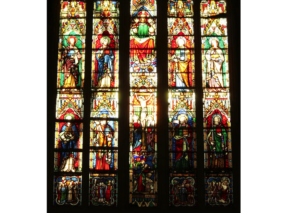 One of the stained glass windows