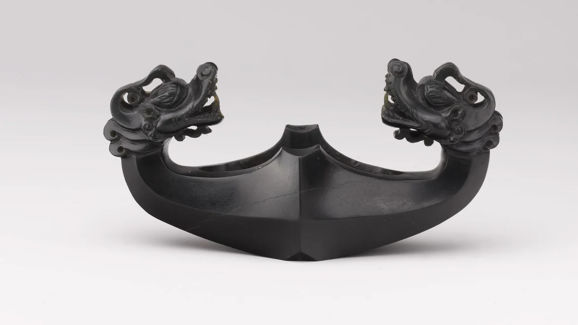 Sword Guard in the Form of Confronted Dragons, black nephrite, Timurid 14th-15th Century CE